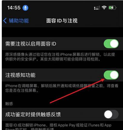 威海苹果14维修网点分享iPhone14注视感知功能有什么用 