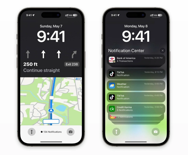 威海苹果维修服务分享iOS17锁屏地图导航半屏显示长什么样 